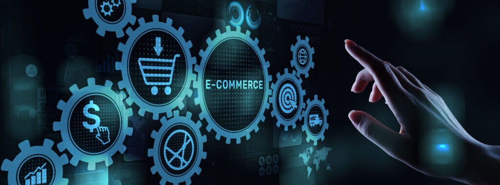 E-commerce business online digital internet shopping concept on virtual screen