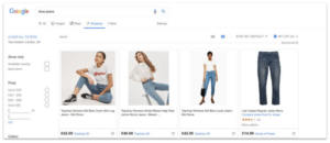 Google shopping tab