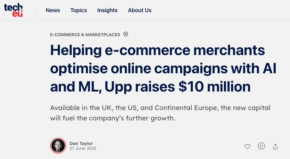 tech eu helps e-commerce merchants optimize online campaigns with ai.