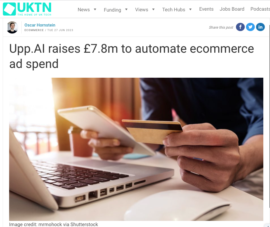 up ai raises m to automate ecommerce spend.