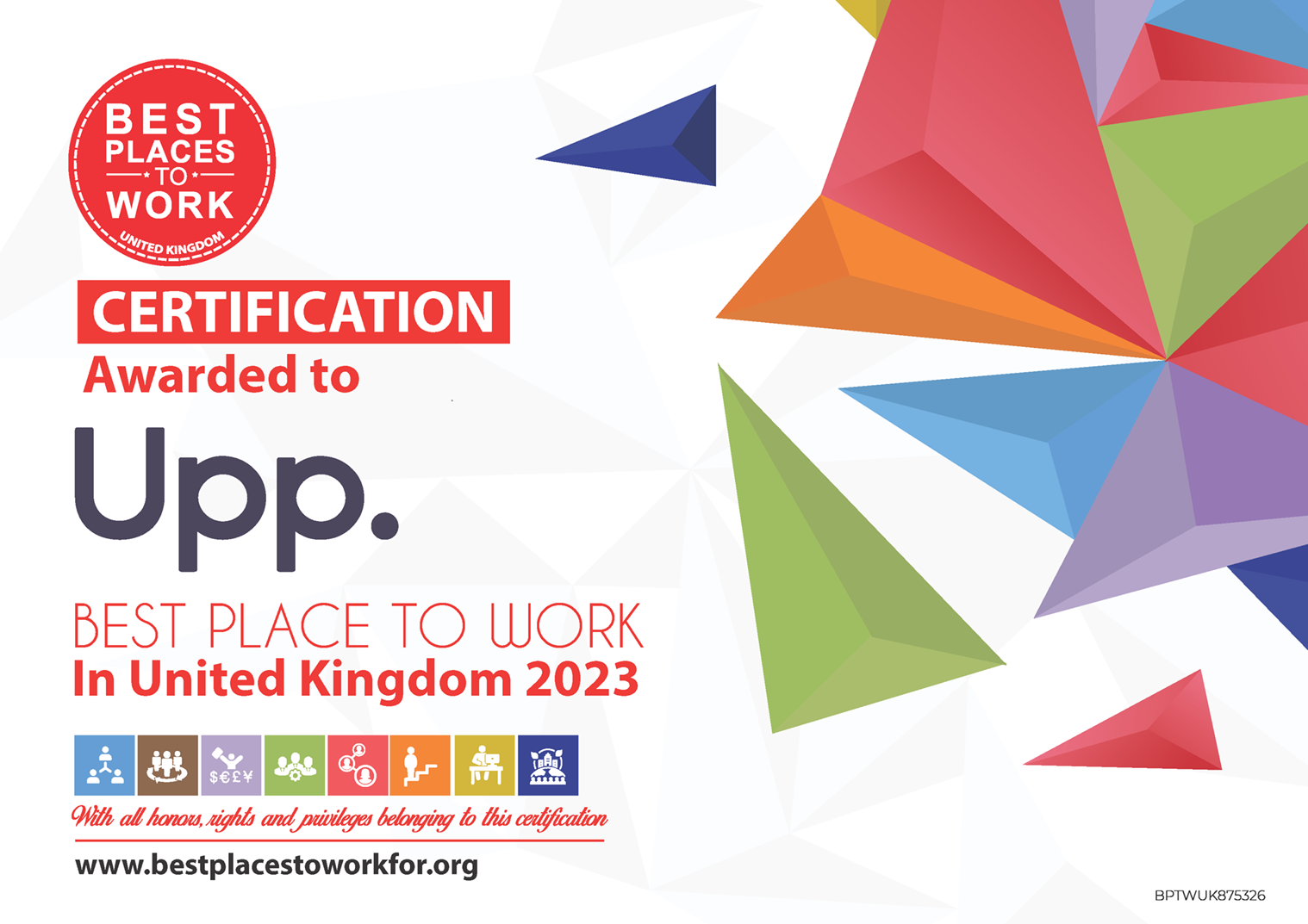 Upp. receives “Best Place to Work in the UK” certification